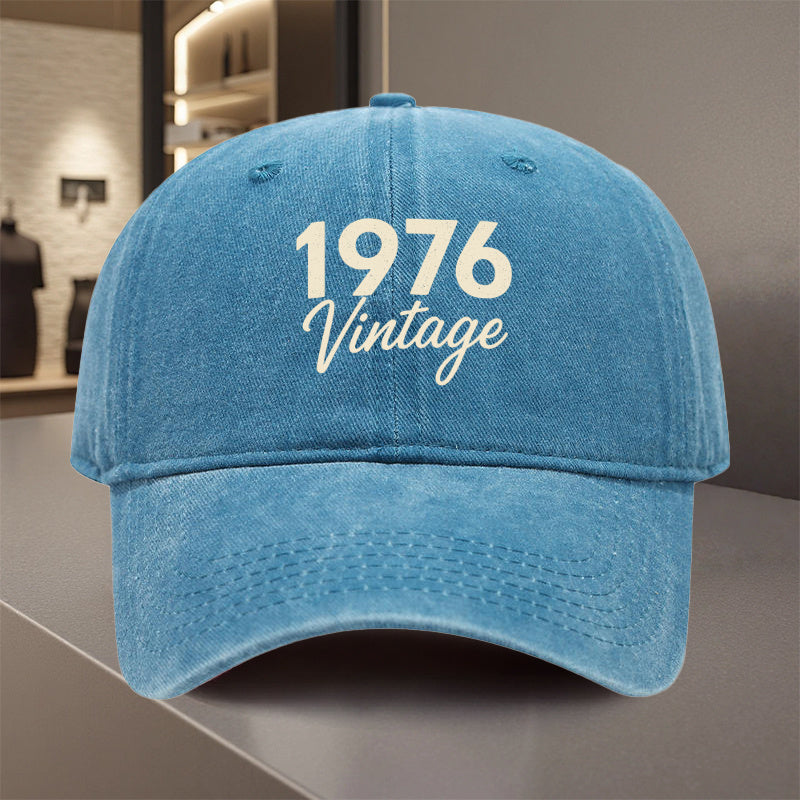 An Adjustable Baseball Cap Featuring a '1976 Vintage Retro' Design, Made from Lightweight Polyester with Printed Patterns, Perfect for Outdoor Sports And Camping Enthusiasts. It'S a Trendy Couple'S Cap, Suitable for Golf, Trucker Style