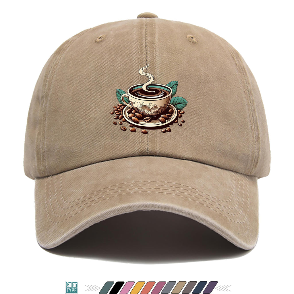 1pc 1pcs Vintage American Trucker Hat - Adjustable Soft Top Dad Cap with Coffee Print, Breathable Suitable for Outdoor Sports, Cycling,, Fishing, for Men & Women, Unisex for Youth, Skateboarding, Parties, Festivals, Gift