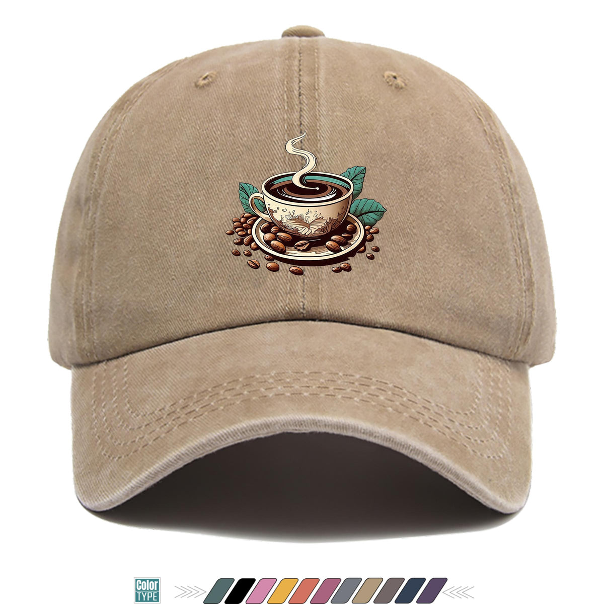 1pc 1pcs Vintage American Trucker Hat - Adjustable Soft Top Dad Cap with Coffee Print, Breathable Suitable for Outdoor Sports, Cycling,, Fishing, for Men & Women, Unisex for Youth, Skateboarding, Parties, Festivals, Gift