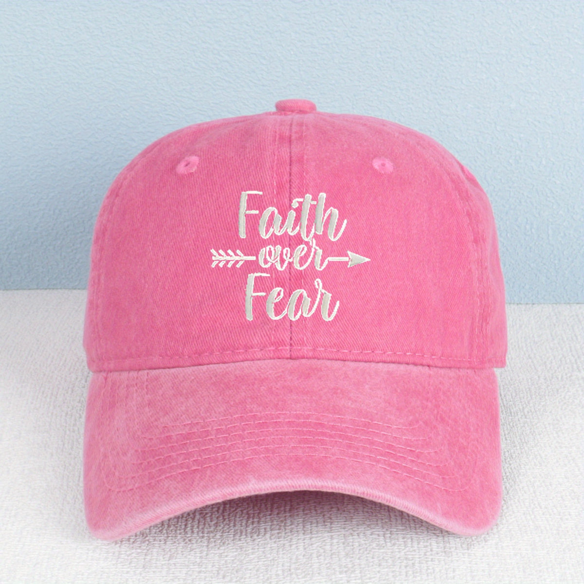 Faith Over Fear Baseball Cap - Vintage Washed Cotton Adjustable Christian Hat, Unisex, Breathable And Lightweight Design with Buckle Closure, Multiple Color Options, Suitable for Outdoor Sports And Casual Wear, New Year Accessory, Details
