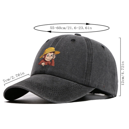 1pc 1pcs Monkey Print Baseball Cap with Straw Hat - Adjustable Snapback, Breathable Sun Hat Suitable for Outdoor, Travel, Birthday Parties, Unisex for Men & Women, for Parents, Gift, Casual Cap for Park Picnic, Festival Gift