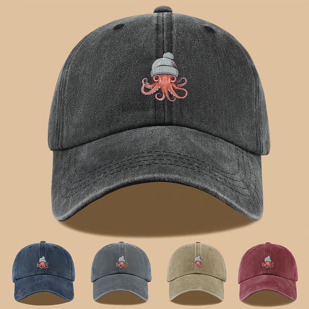 1pc Octopus Print Baseball Cap, Lightweight, Comfortable, and Breathable Outdoor Sun Hat, Stylish, Simple, and Aesthetic, Adjustable Size Baseball Cap for Men and Women, Trucker Dad Hat, Mom's Beach Vacation Hat, Suitable for Outdoor Fishing