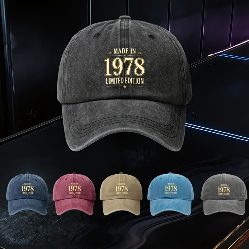1 Adjustable Baseball Cap, Limited Edition 1978 Design, Lightweight Polyester Fiber Printed, Suitable for Outdoor Sports And Camping Enthusiasts, Fashion Couple Hat, Golf Hat, Trucker Hat, Trendy Baseball Cap, Youthful Wear