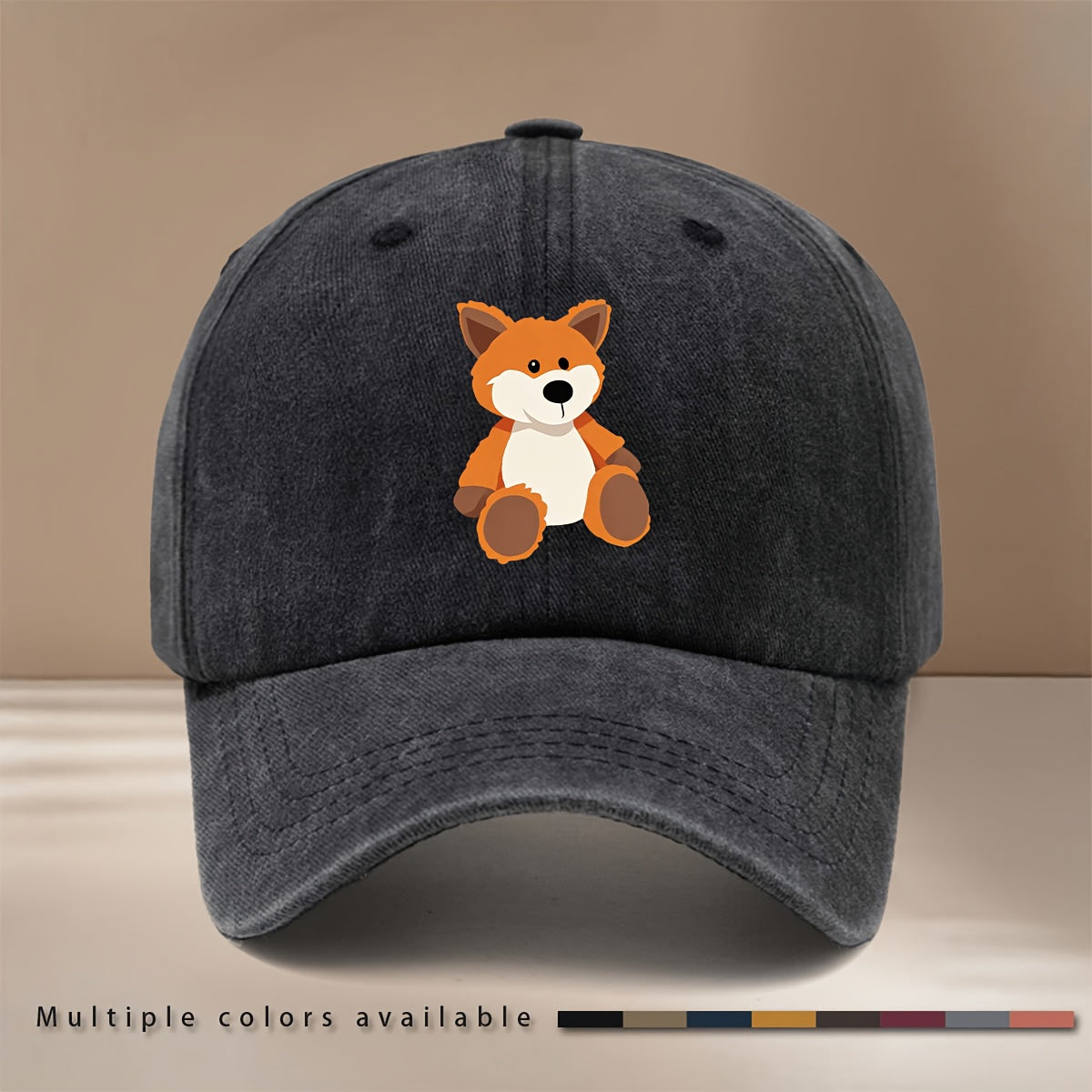 This Is a Lightweight And Fashionable Adjustable Size Baseball Cap with Cute Fox Pattern, Unisex Casual Easy Curved Brim Hat for Outdoor Sports, Dining, Camping, Comfortable Trendy Hip-Hop Cap, Sports Event Support Style, Versatile Six-Panel Hat