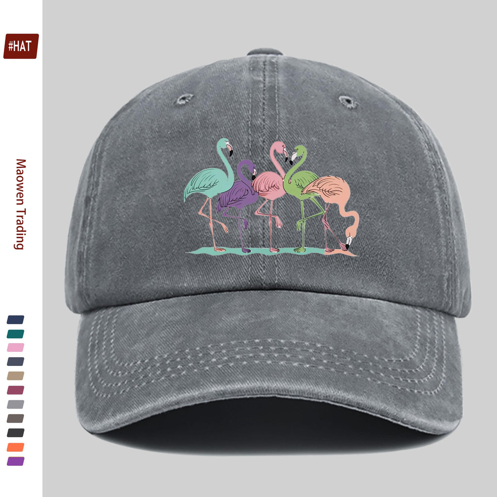 1 Colorful Flamingo Print Baseball Cap, a Travel and Leisure Style Sun Hat, Comfortable and Lightweight, Available in Multiple Colors, a Pet Hat with an Adjustable Drawstring, an American Street-style Skateboard Cap, Vintage Accessory, an Exquisite