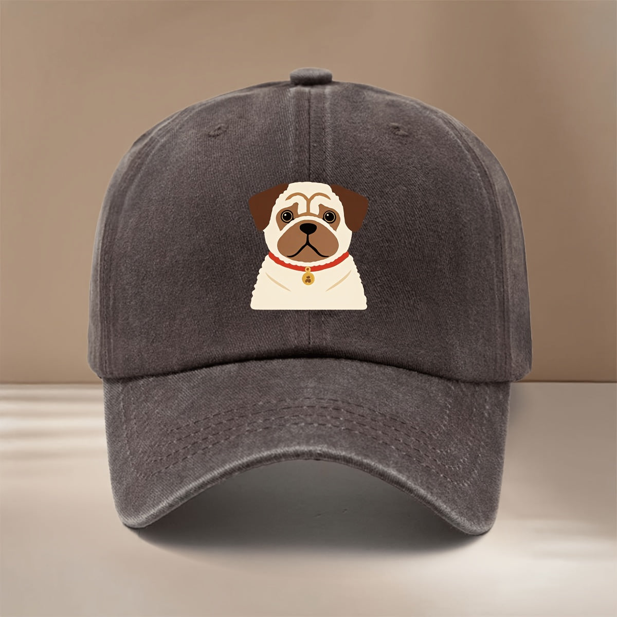 This Is a Flat Pug Dog Print Baseball Cap, a Stylish and Simple Adjustable-sized Trucker Hat for Both Men and Women. It's a , Lightweight Duckbill Cap Suitable for Outdoor Sports, Gatherings, Camping, and Comfortable, Trendy Curved-brim Hat Wear.