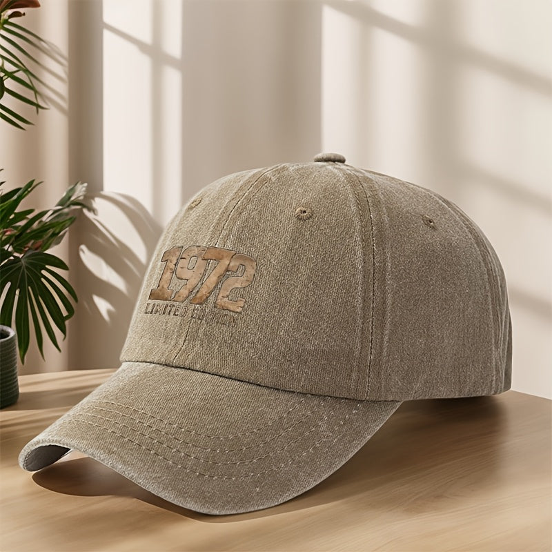 1972 Vintage Washed Duckbill Baseball Cap - Distressed Retro Print Suitable for Outdoor, Casual, Streetwear & Hip-Hop Hat, Lightweight Breathable Sweat-Absorbent Cap for Sports, Camping, Vacation,