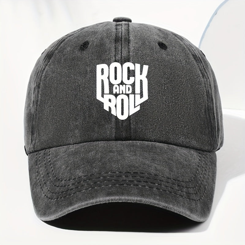 Unisex ROCK AND Printed Washed Vintage Baseball Cap Fashion Men Women Outdoor Hat Adjustable Circumference Trucker Hat Suitable for All Seasons Daily Wear