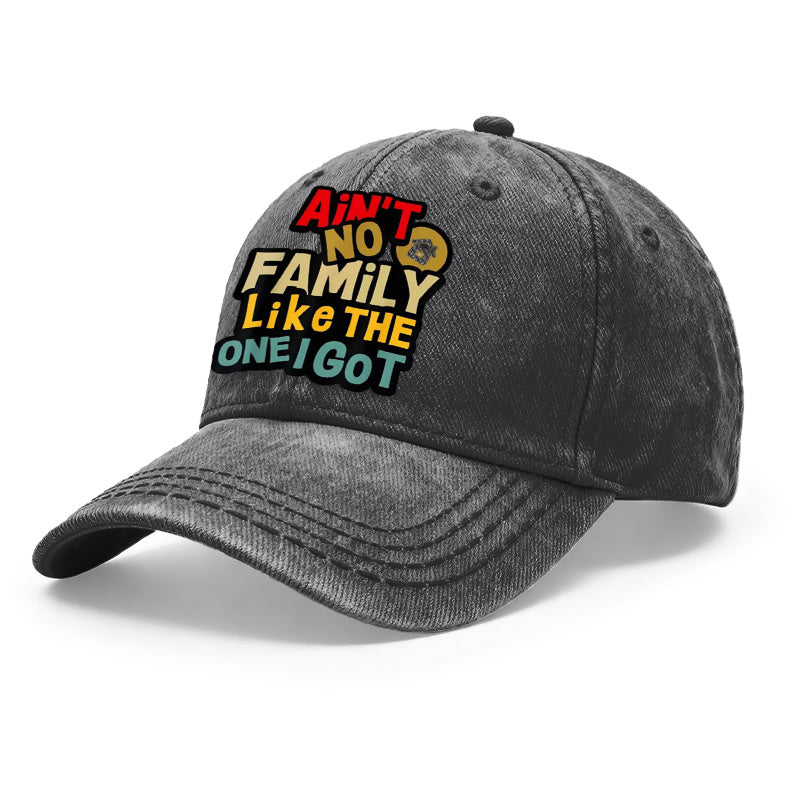 1pc Vintage Washed Unisex Baseball Caps, Ain'T No Family Like The One I Got, Bold Typography Design Print, Adjustable, Suitable for Outdoor Activities And Casual Wear, Gifts for Men And Women, Friends