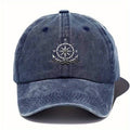 Classic Nautical Octagonal Compass Cap - Navy, Dark Green, Brown - Sturdy Fabric, Perfect for Sailing, Beach, Hiking - Great Nautical Present for Sailors, Coast Guards, Adventurers, Adventure Gear, for Sailor Style Headwear, Hand W