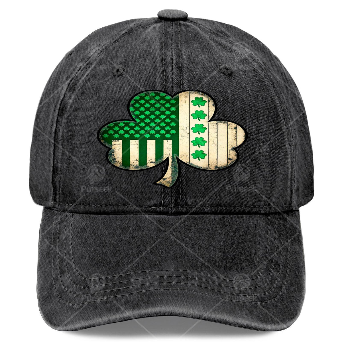 US American Flag with Shamrocks for St Patricks Day Baseball Hat Unisex