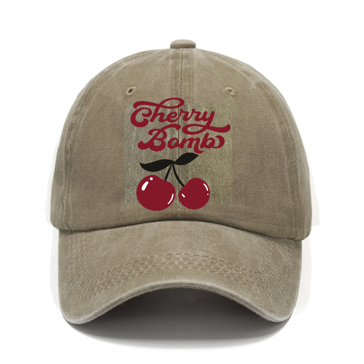 Vintage Cherry Bomb Print Washed Baseball Cap, a Fresh Retro-Style Men'S Hat, Suitable for Spring And Summer Casual Wear, Versatile Hat, Comfortable And Breathable, Perfect for Outdoor Use, Matching Outfits