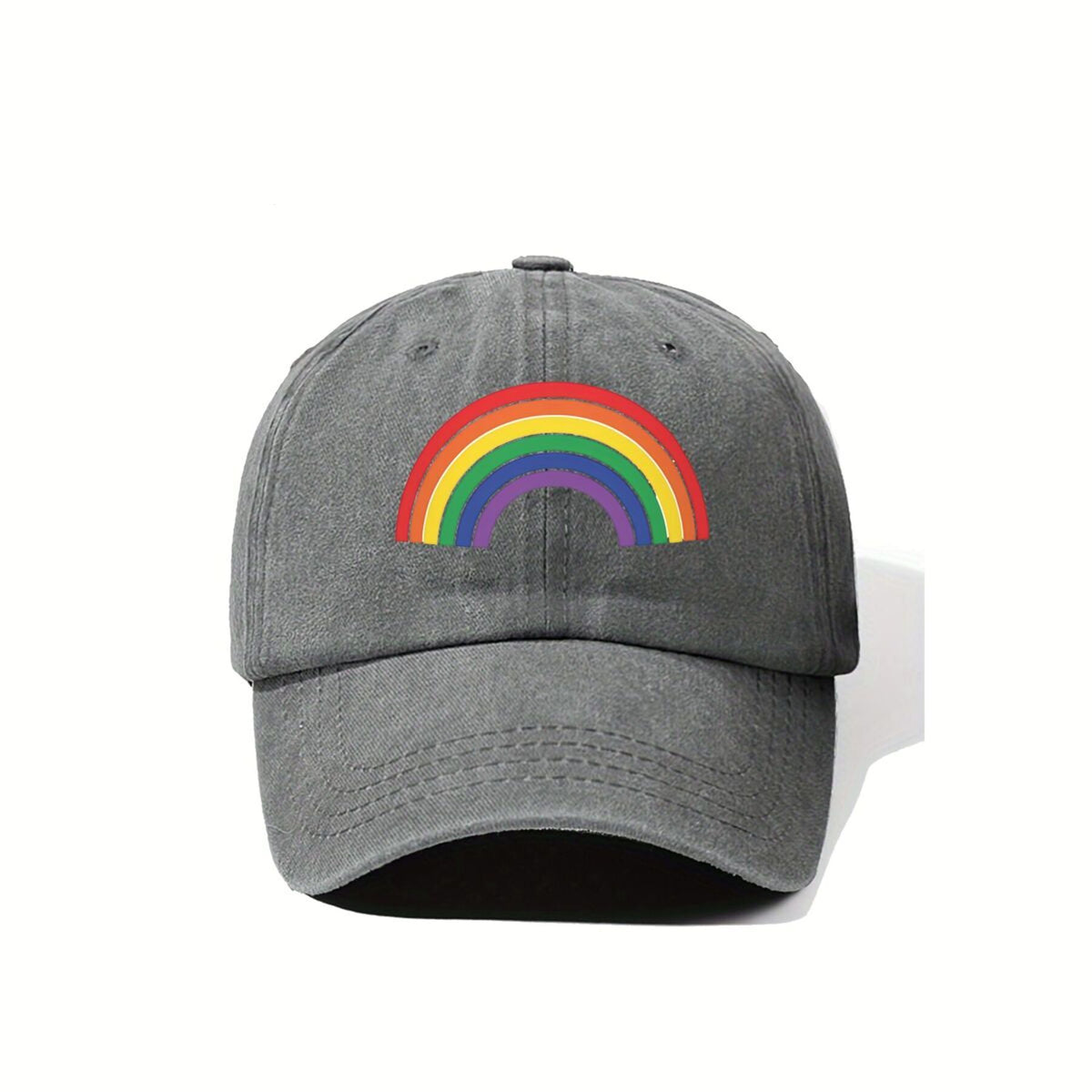 Colorful Rainbow Trendy Dad Hat with Soft Top Design, Street Culture Baseball Cap, Soft Fabric, Breathable And Comfortable, Outdoor Sports Sunshade Driving Hat
