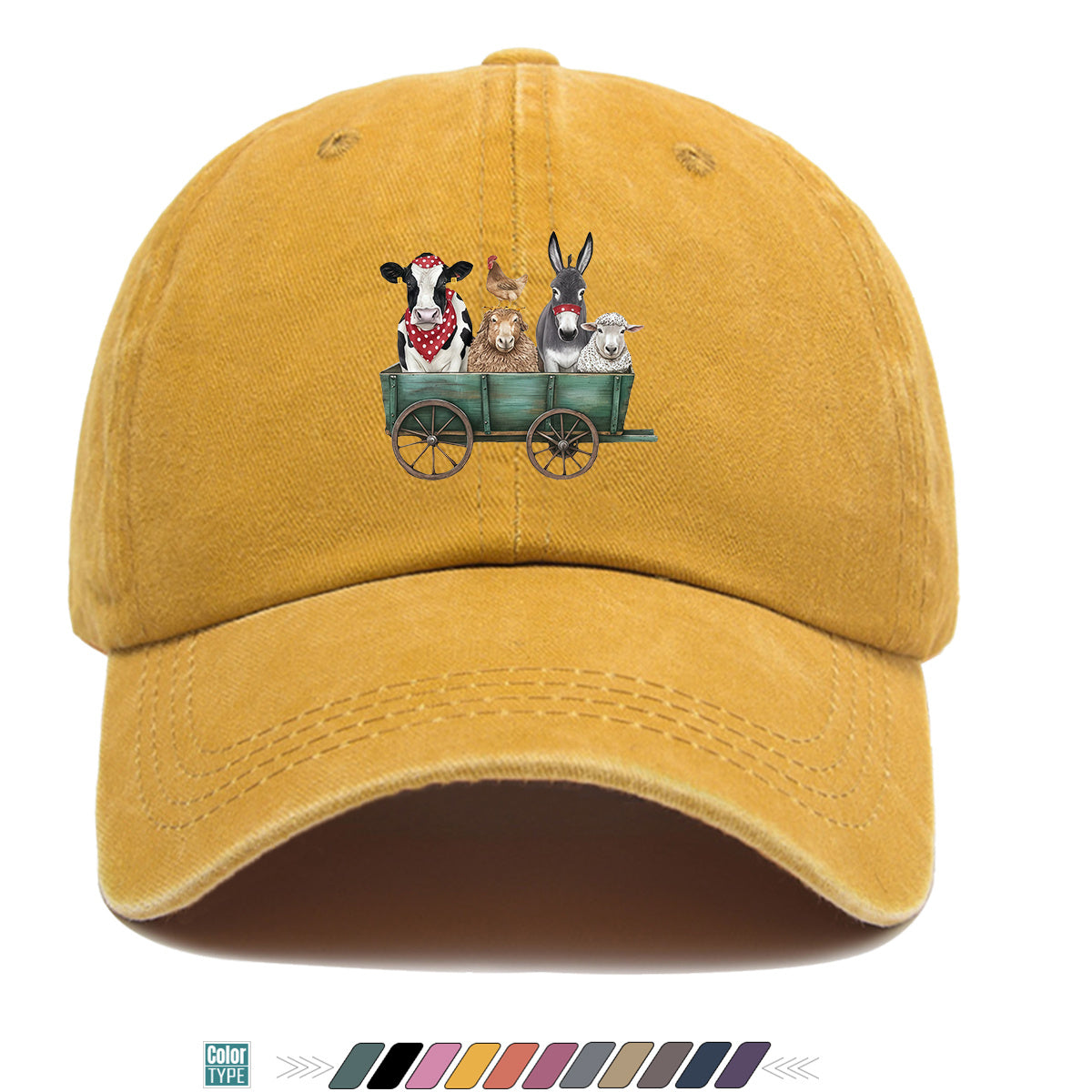1pc Farm Animal Fun Cartoon Print Baseball Cap, Comfortable Breathable Sun Hat, Fashionable Cute Aesthetic Unisex Cap, Adjustable Size, Travel Hat, Pastoral Style Casual Hat, Suitable for Outdoor Picking, Farm Tour, Picnic, Dog Walking