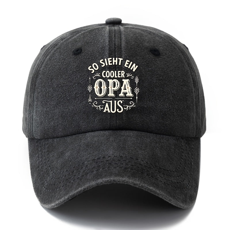 Unisex Fashion All-Match Printed OPA German Style Baseball Cap, Classic Vintage Washed Outdoor Lightweight Curved Brim Hat, Trucker Cap, Suitable for Outdoor Vacation Travel Camping And Casual Occasions, Holiday Party Hip-Hop Hat