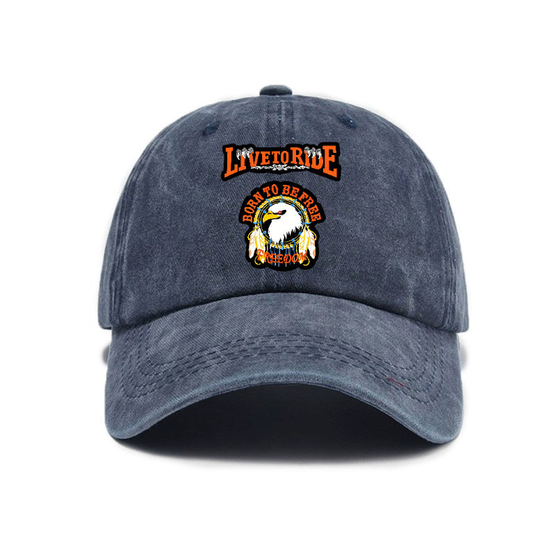 Fashionable and Versatile, This Printed Washed Distressed Soft-top Sun- Baseball Cap Is Designed for Cycling and Is Unisex
