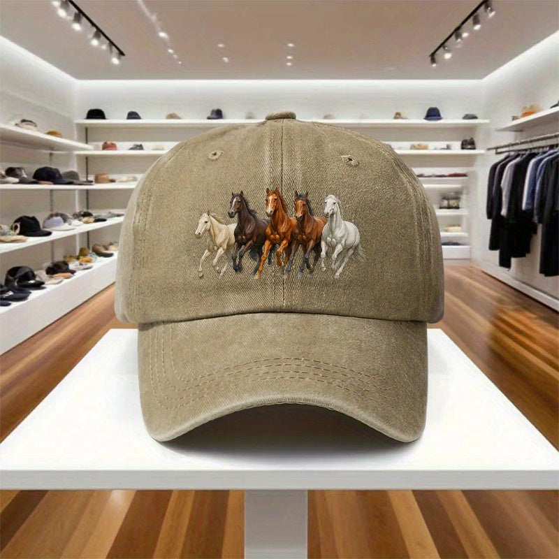 Of The "Galloping Horse" Adjustable Baseball Cap, Lightweight Printed Women'S Hat, "Equestrian Enthusiast" Men'S Sun Hat, Ideal Gift for Outdoor Sports And Birthday Parties, Fashionable And Versatile Cap