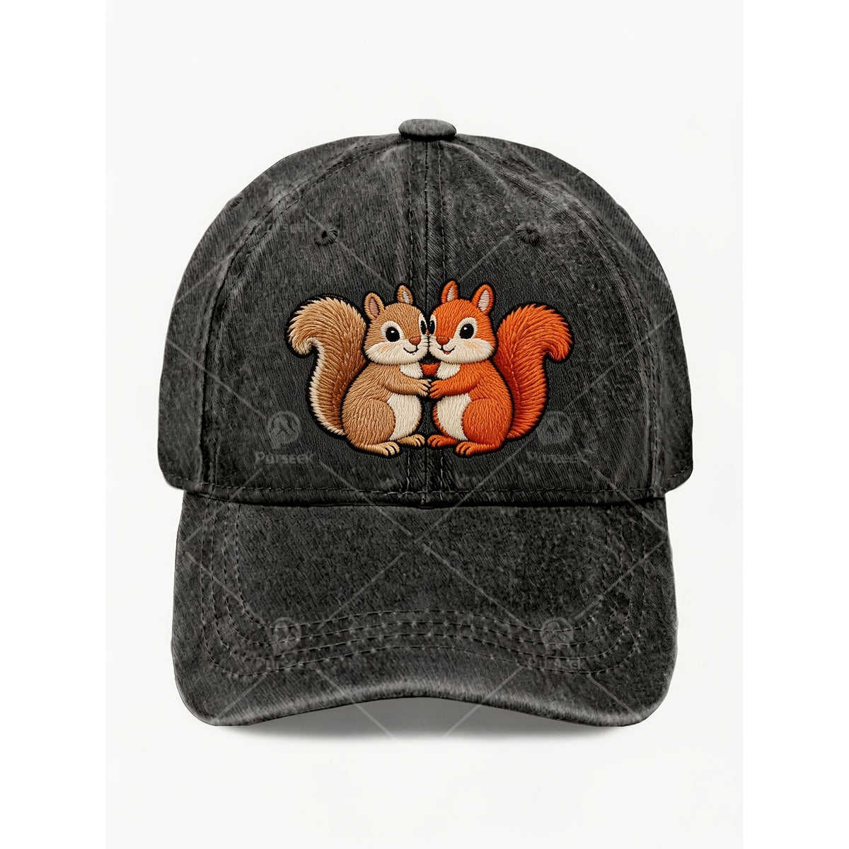 Cute Squirrel Couple Embroidered Hat for Women Men Casual Vintage Style Streetwear Cap Anniversary Gift