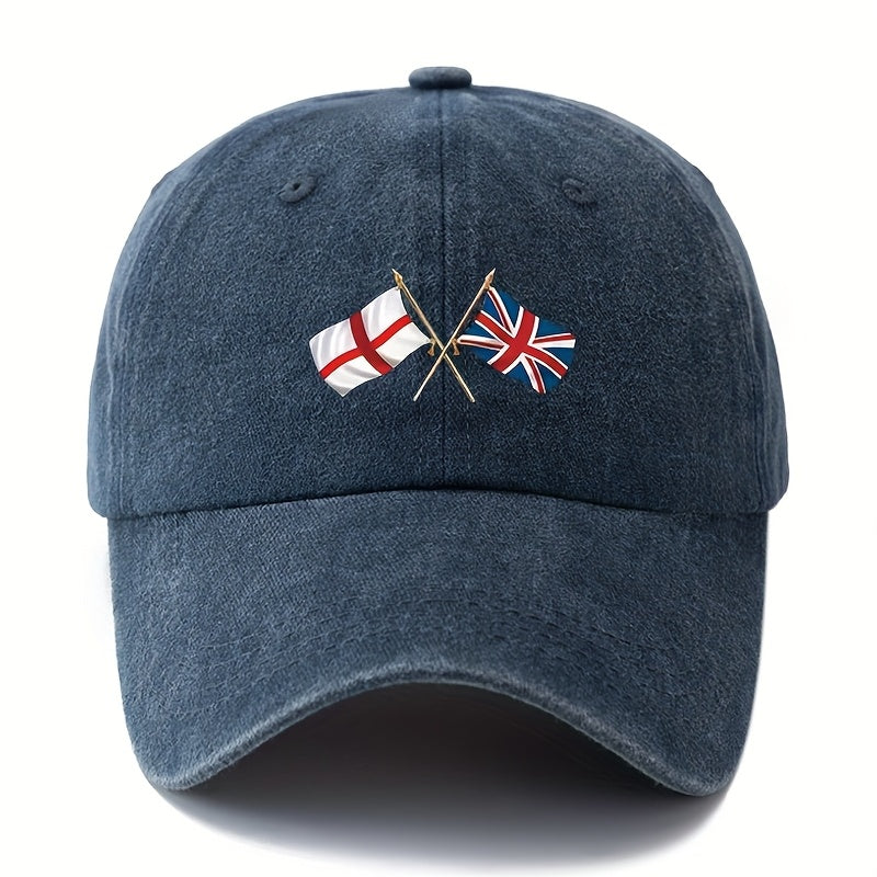 Stylish And Adaptable Printed Baseball Cap Featuring The England Union Jack, a Classic Retro Lightweight Hat Ideal for Truck Drivers