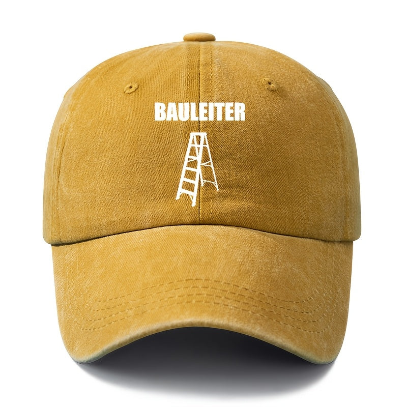 Unisex Fashion All-Match Printed BAULEITER Baseball Cap, Classic Vintage Washed Outdoor Lightweight Curved Brim Hat, Trucker Cap, Suitable for Outdoor Vacation Travel Camping And Casual Occasions, Holiday Party Hip-Hop Hat