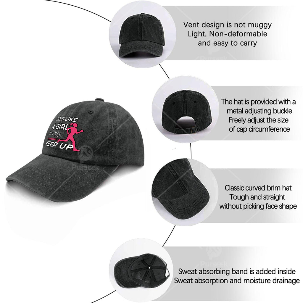 Female Runner I Run Like a Girl Trying to Keep Up with Baseball Cap Unisex Aesthetic