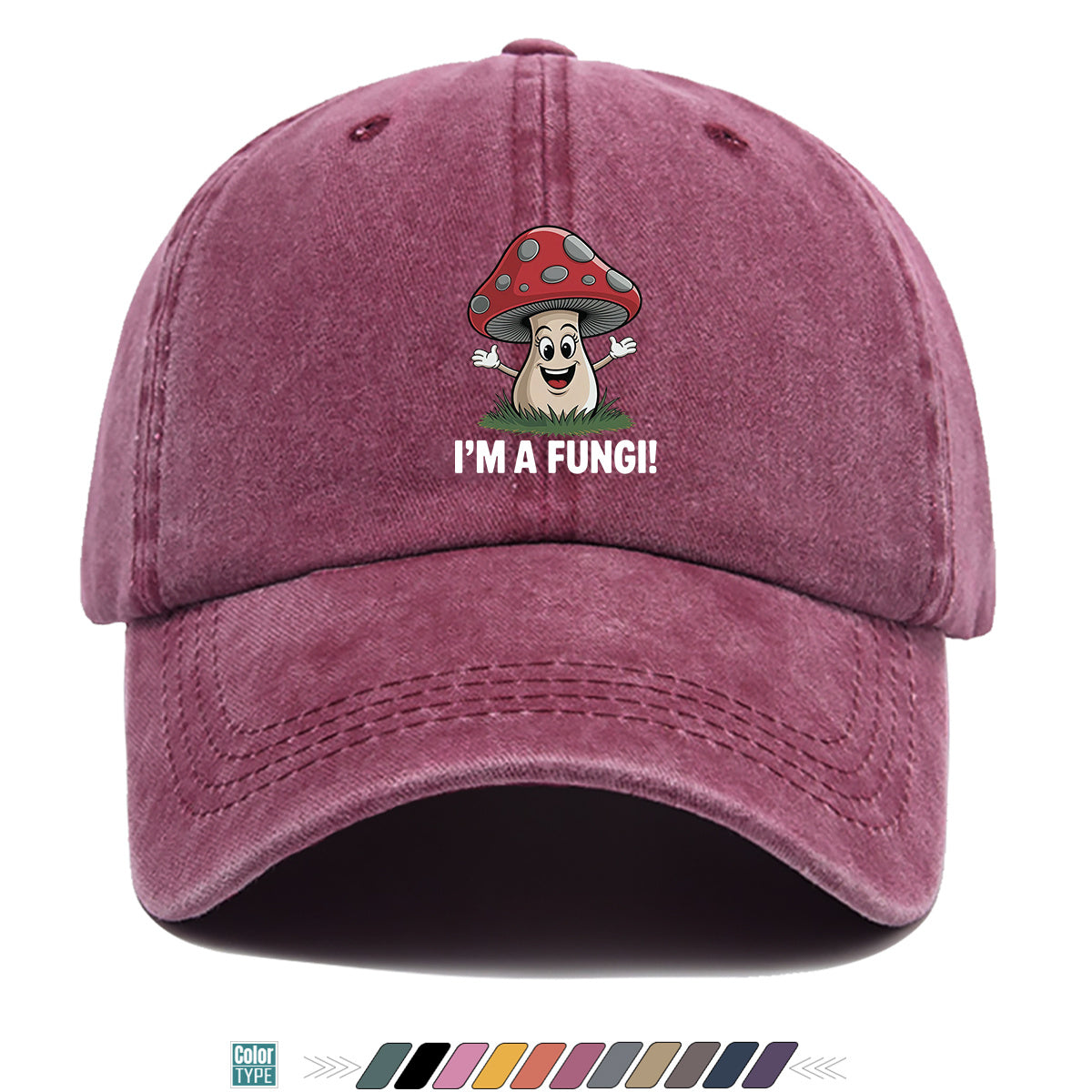 1pc Cartoon Mushroom Joyful Face Print Baseball Cap, Cute Red Mushroom with Gray Dots Hat, Comfortable and Breathable Sun Hat, Stylish, Fun, and Unique, Unisex Adjustable Baseball Cap, Casual Hat, Couple's Outing Hat, Suitable for Daily Shopping