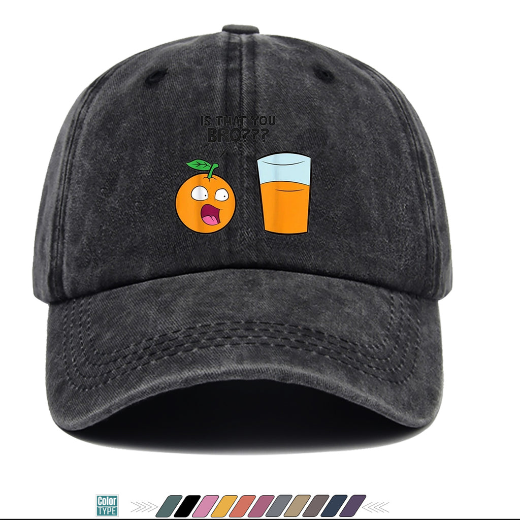 1pc Fun Surprised Orange Face & Juice Cup Print Baseball Cap - Adjustable Duckbill Sun Hat Suitable for Men & Women, Breathable Outdoor Cap for Parties, Travel, Gifts, Casual Wear with Surprised Face, Comfortable for Daily Use