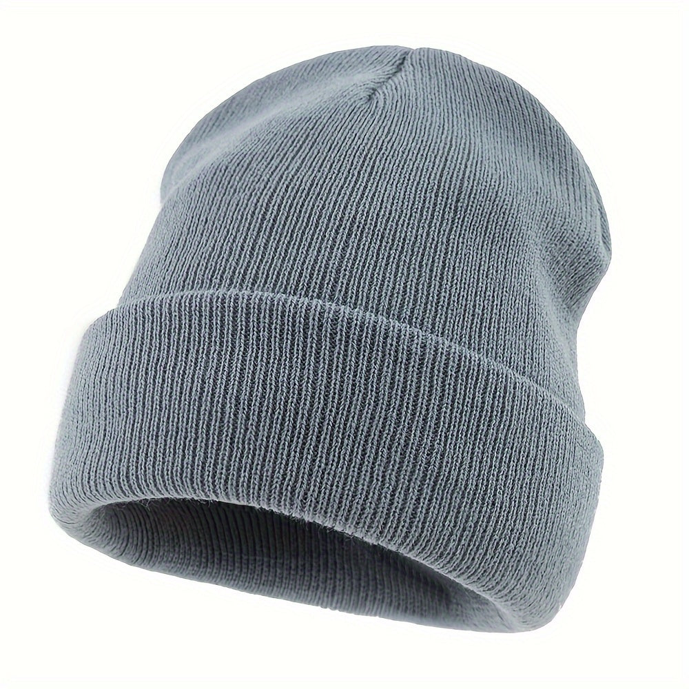Outdoor Knit Hat Men'S Solid Color Winter Warm Elastic Large Premium Knit Hat Men Women Warm Cold-Proof Cap Easy