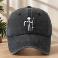 Vintage Baseball Cap | Creative Fishing Design, Soft & Comfortable, Breathable & Sweat-Absorbent Polyester, Adjustable Fit for Outdoor Sports, Fishing, Camping - Black with White Graphic Print, Fishing Hat