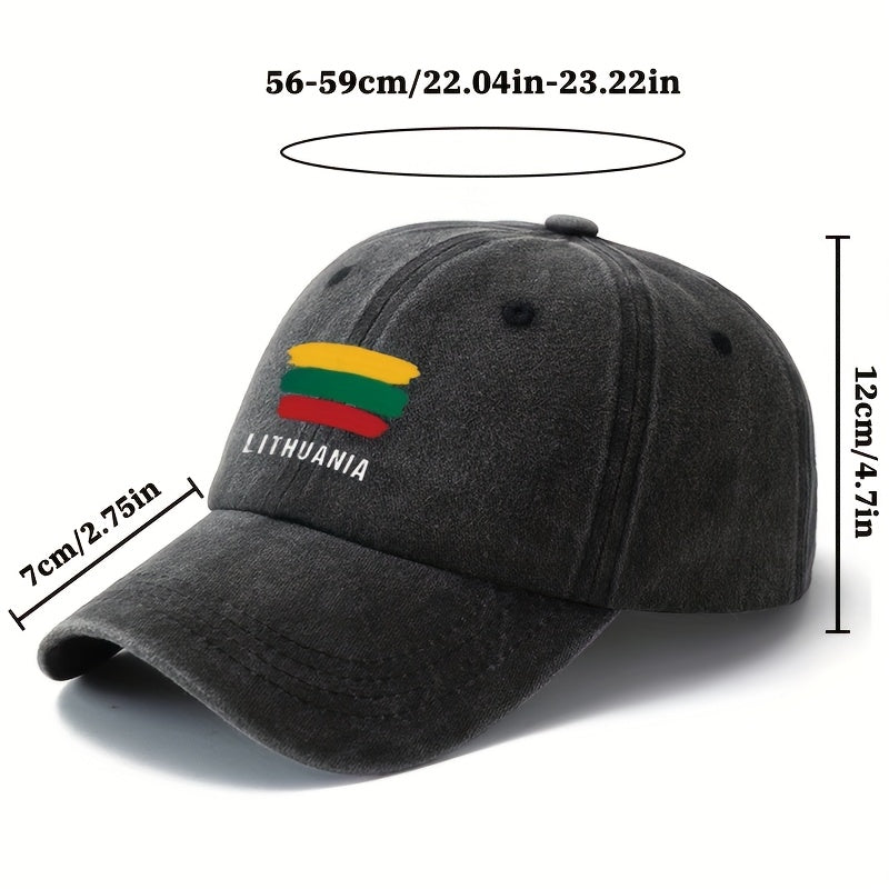 MAKEFGE Baseball Cap - Lightweight Vintage Washed Truck Driver Hat with LIYHUANIA Letters, Unisex Outdoor Camping, Travel Hat in Black/, for Men & Women (Multi-Color Options), Casual Headwear, Curved Brim Design, Rugged Texture