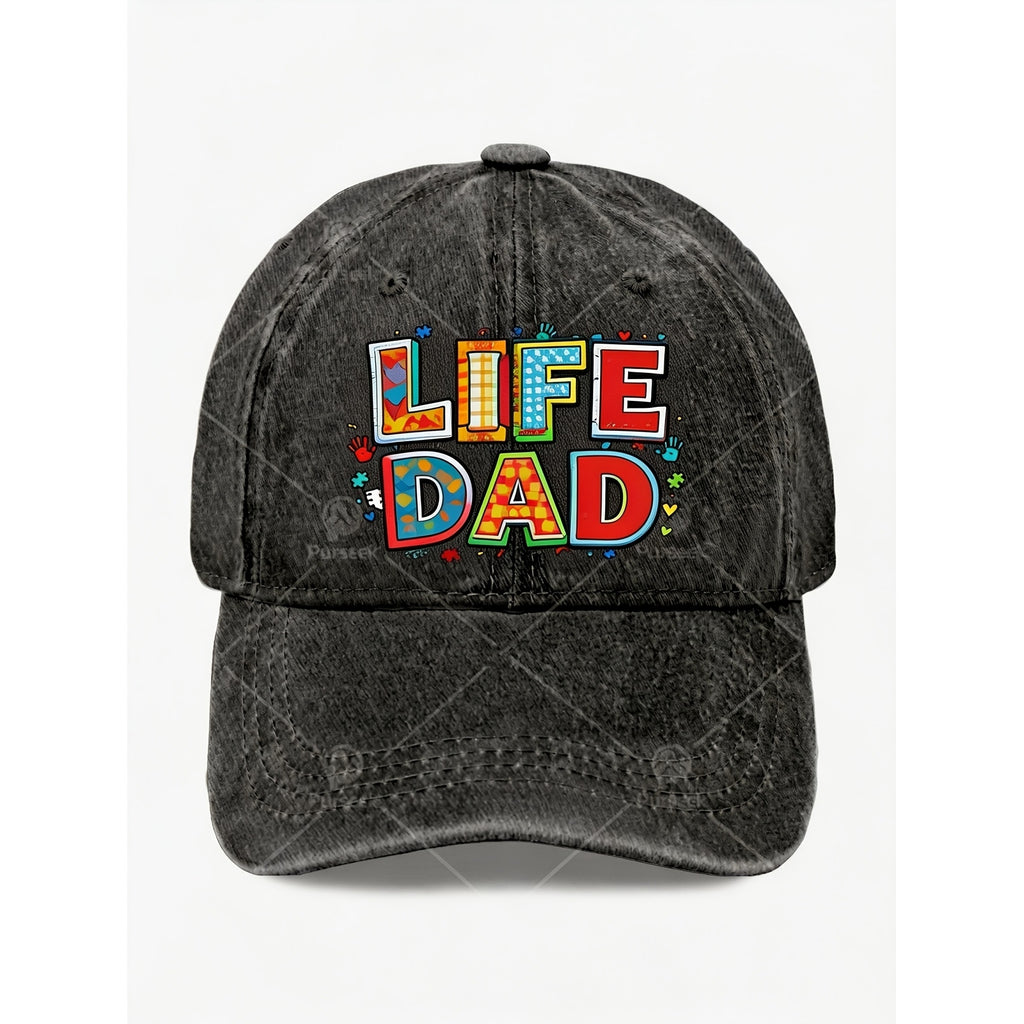 Colorful Life Dad Vintage Hat for Men Casual Street Style Baseball Cap Fathers Day Gift