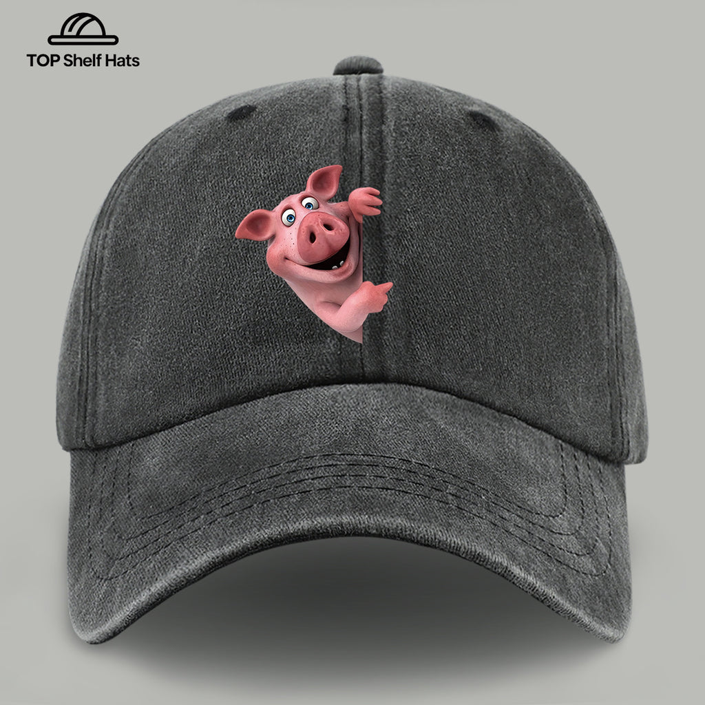 1pc 1pcs Cute Pig Print Baseball Cap Suitable for Men & Women, Lightweight Breathable Adjustable Cap with Pig, for Outdoor, Beach, Hiking, Fishing, Wedding, Birthday Gift, Pig-Themed Casual Hat for Casual Attire