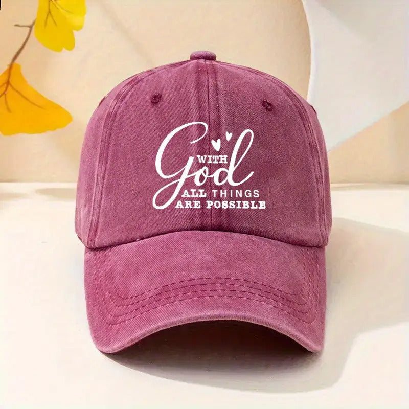 Y2g Retro Unisex Adjustable Baseball Cap with "Everything Is Possible" Print - Breathable Buckle Closure, Y2gVintage, Machine Washable Suitable for Men & Women, Casual & Sportswear Accessory