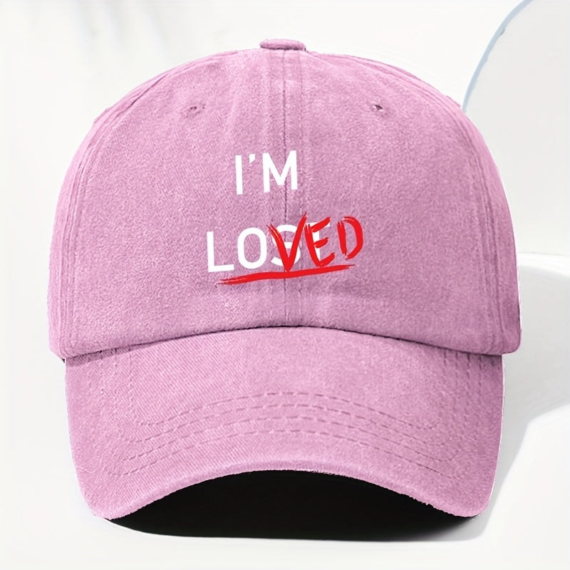 Unisex IM LOVED Letter Print Washed Vintage Baseball Cap Fashion Men Women Sun Hat Adjustable Size Trucker Cap Suitable for All Seasons Daily Wear