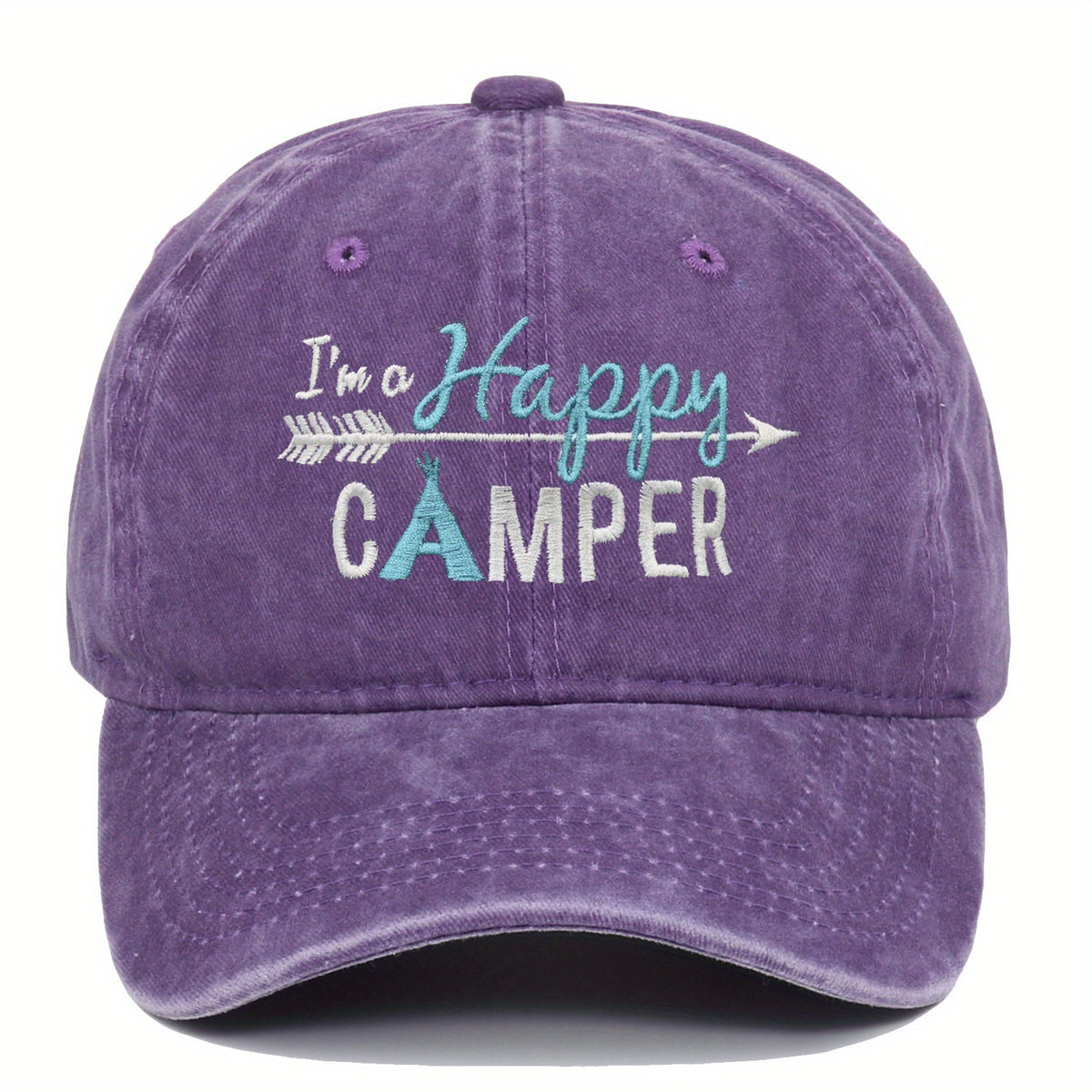 My Happy Camper Baseball Cap-Adjustable Retro Street Style Hat, Breathable Design, Multi-Color Optional Suitable for Outdoor Sports and Leisure Wear(Unisex), Camping Accessories, Adventure Equipment, Fashion Headdress