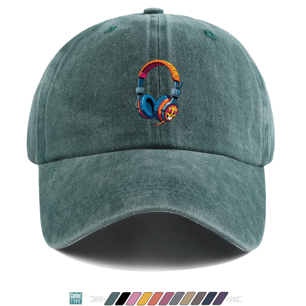 1pc Cartoon Fun Earphone Print Baseball Cap, Fashion Trendy Hip-Hop Hat, Unisex Adjustable Duckbill Cap, Comfortable Breathable Sun Hat, Street Style Essential for Music Festivals, Street Dance, Skateboarding, Casual Outings, Outfit, Parties