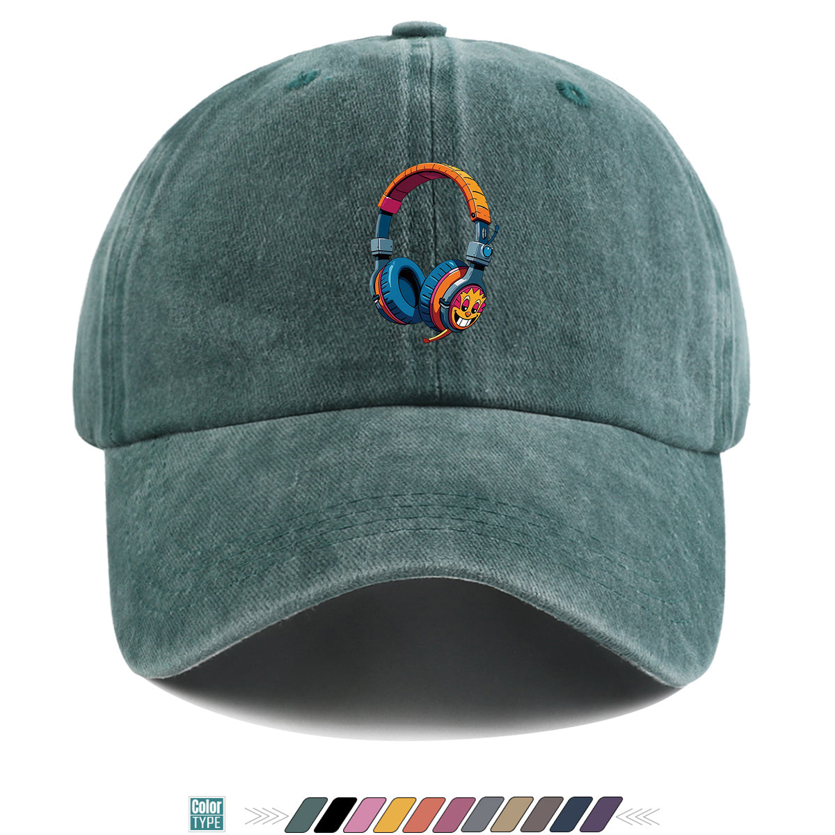 1pc Cartoon Fun Earphone Print Baseball Cap, Fashion Trendy Hip-Hop Hat, Unisex Adjustable Duckbill Cap, Comfortable Breathable Sun Hat, Street Style Essential for Music Festivals, Street Dance, Skateboarding, Casual Outings, Outfit, Parties