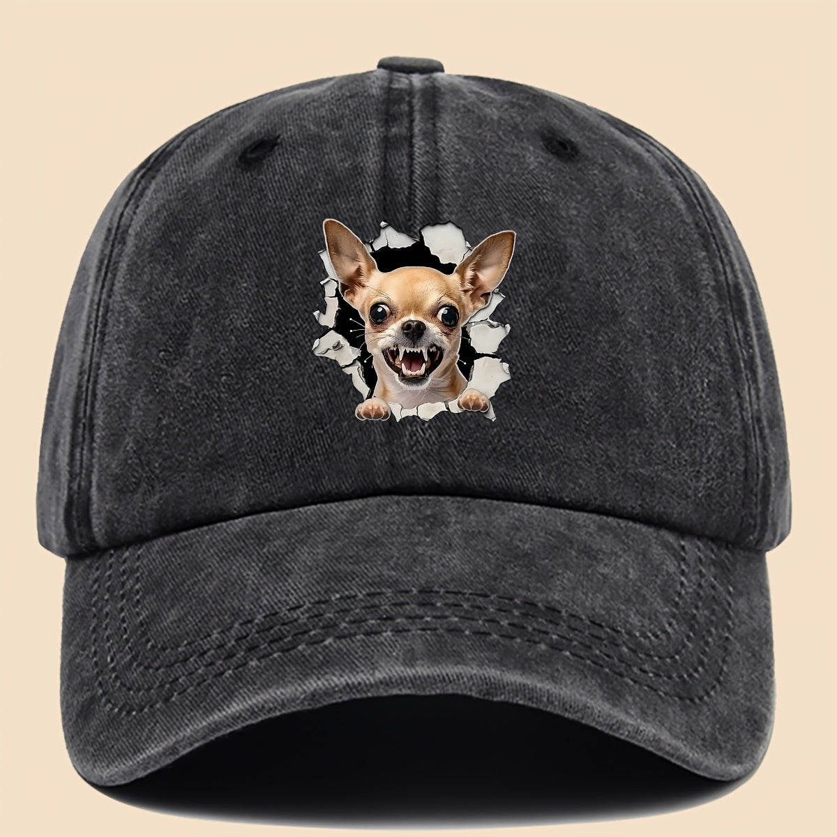 1pc Chihuahua Dog Print Trucker Hat - Adjustable Unisex Baseball Cap with Chihuahua Pattern, Soft-Top Curved Brim & Machine Washable Polyester Cap Suitable for Outdoor, Gifts for,, for Men and Women, for - Wear