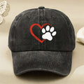 Cute Paw Heart Design Unisex Vintage Baseball Cap for Pet Lovers Casual Street Anniversary Gift