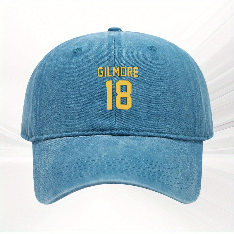 1pc, Gilmore Size 18 Printed Adjustable Baseball Cap, Polyester Fiber Lightweight Printed Craft, Fashionable Versatile Couple Hat, Ideal for Outdoor Sports, Camping, Golf, Riding, Parties, Music Festivals, Weddings, Birthday Gifts And Photography