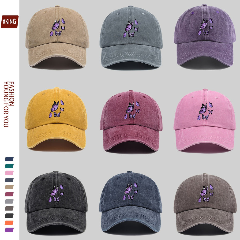 1pc Mother's Day Gift Gorgeous Butterfly Print Baseball Cap Comfortable Breathable Adjustable Size Youth Couple Skateboard Cap Beach Sunshade Seaside Party Travel Suitable for Playing Badminton, Golf, and Other Indoor Sports Suitable as a Birthday Ho