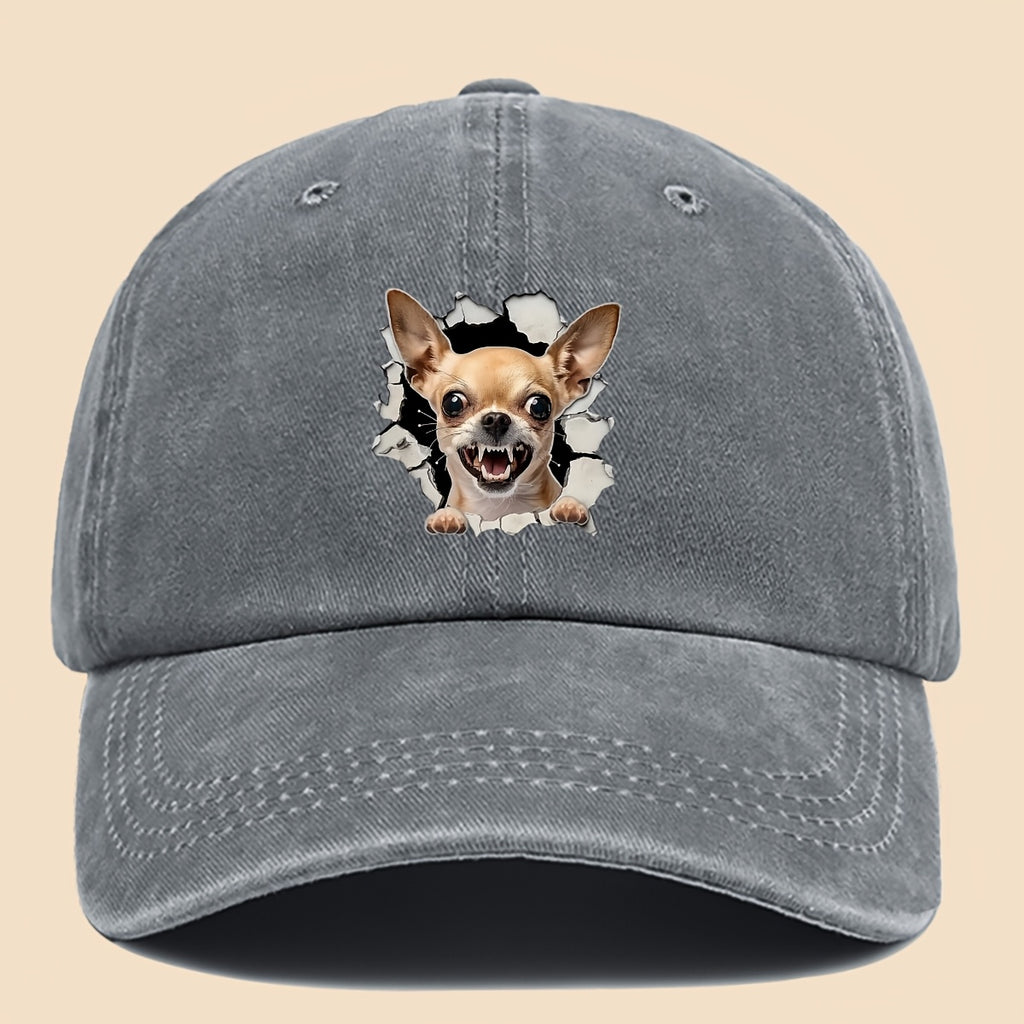 1pc Chihuahua Dog Print Trucker Hat - Adjustable Unisex Baseball Cap with Chihuahua Pattern, Soft-Top Curved Brim & Machine Washable Polyester Cap Suitable for Outdoor, Gifts for,, for Men and Women, for - Wear