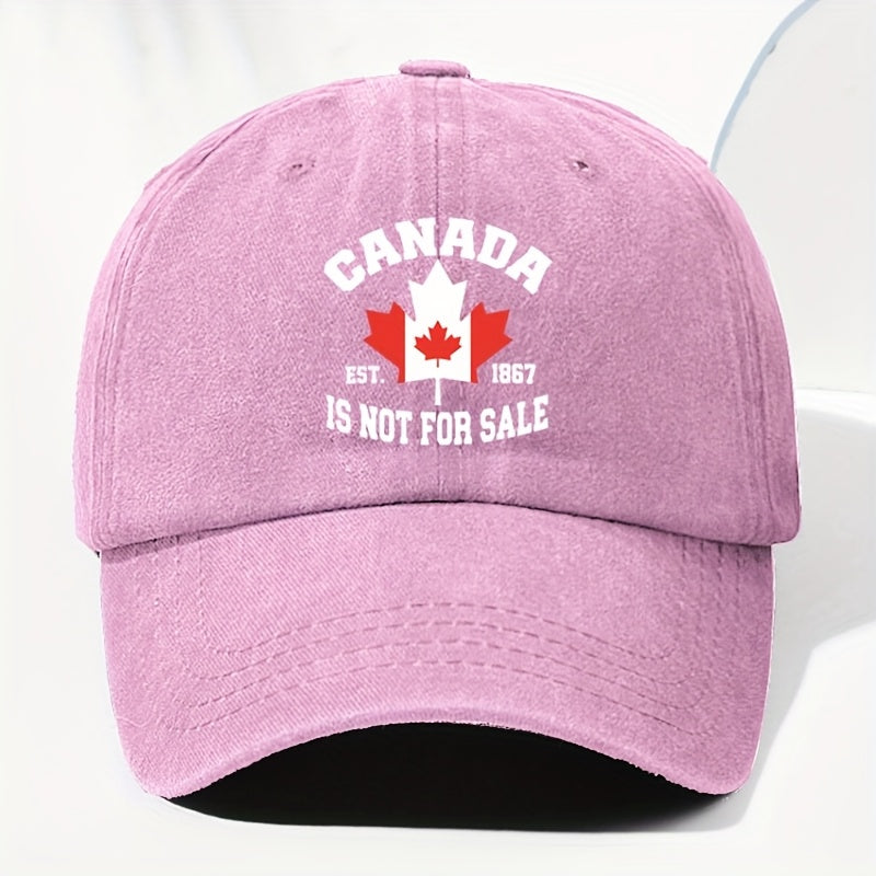 Unisex Canadian CANADA Maple Leaf Print Washed Vintage Baseball Cap, Fashionable Sun Outdoor Hat for Men and Women, Adjustable Trucker Hat Suitable for All Seasons and Daily Wear