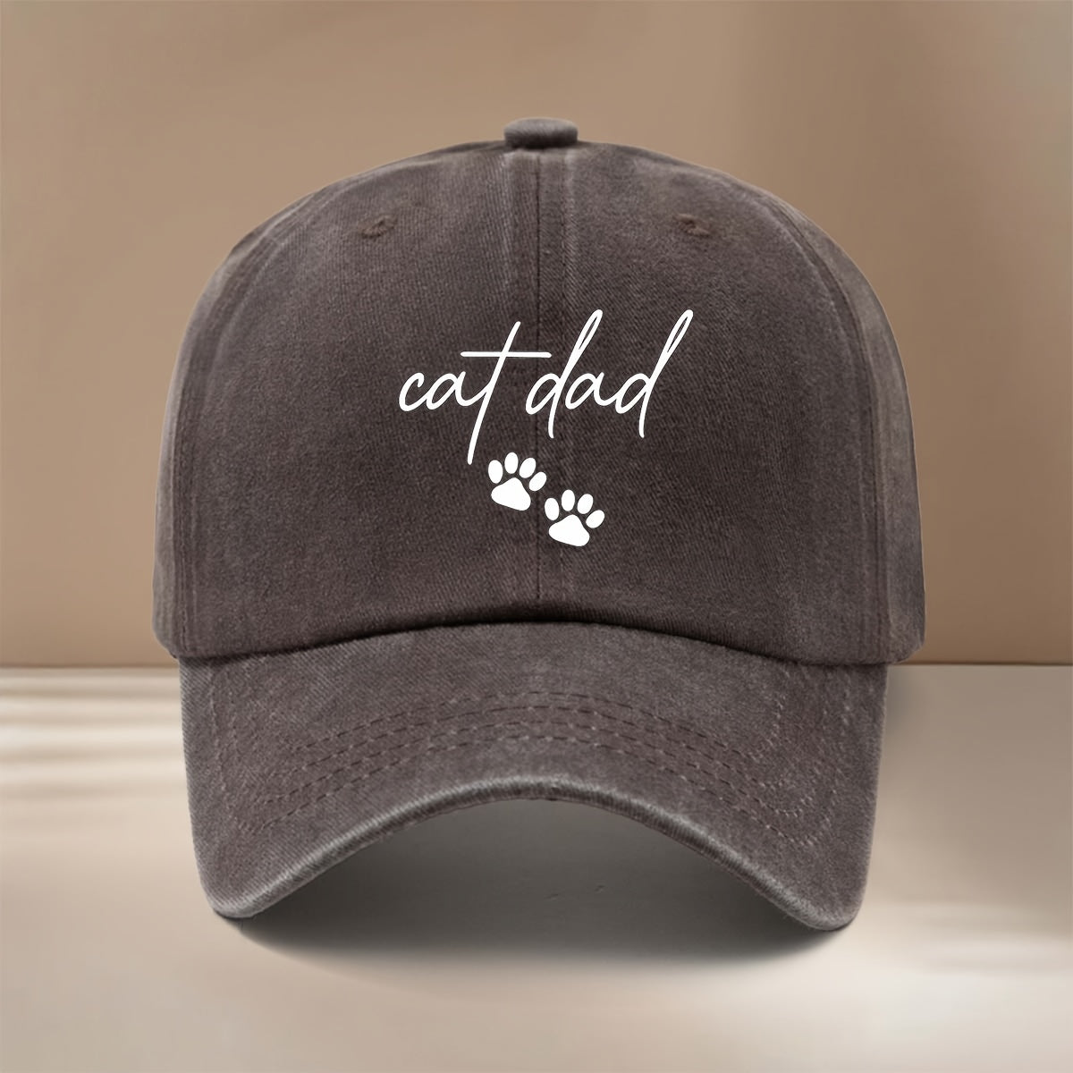 Cat Dad Two Paw Print Pattern Baseball Cap with Textured Feel, Adjustable Size, Hip-Hop Hat, Unisex Trucker Hat for Vacation, Travel, Dinner Parties, Camping, Comfortable and Lightweight Snapback Cap, Simple and  Curved Brim Hat