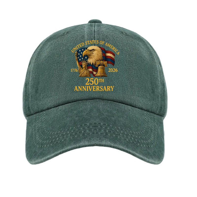 Fashion Hot Selling US Independence Day 250Th Anniversary Printed Washed All-Match Distressed Soft Top Unisex Baseball Cap