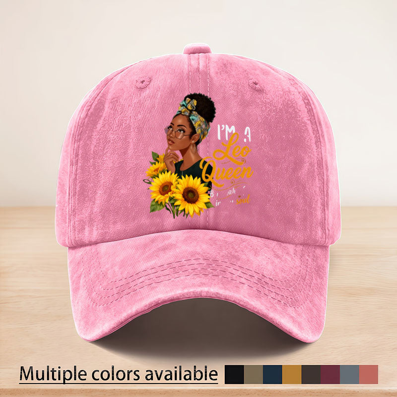Stylish Leo Queen Sunflower Print Baseball Cap, Adjustable Strap, June 16th Anniversary Edition Baseball Cap, Suitable for All Seasons, Multi-purpose, Lightweight and Breathable, Ideal for Outdoor Sports, Fishing, Picnics, and Camping for Sun