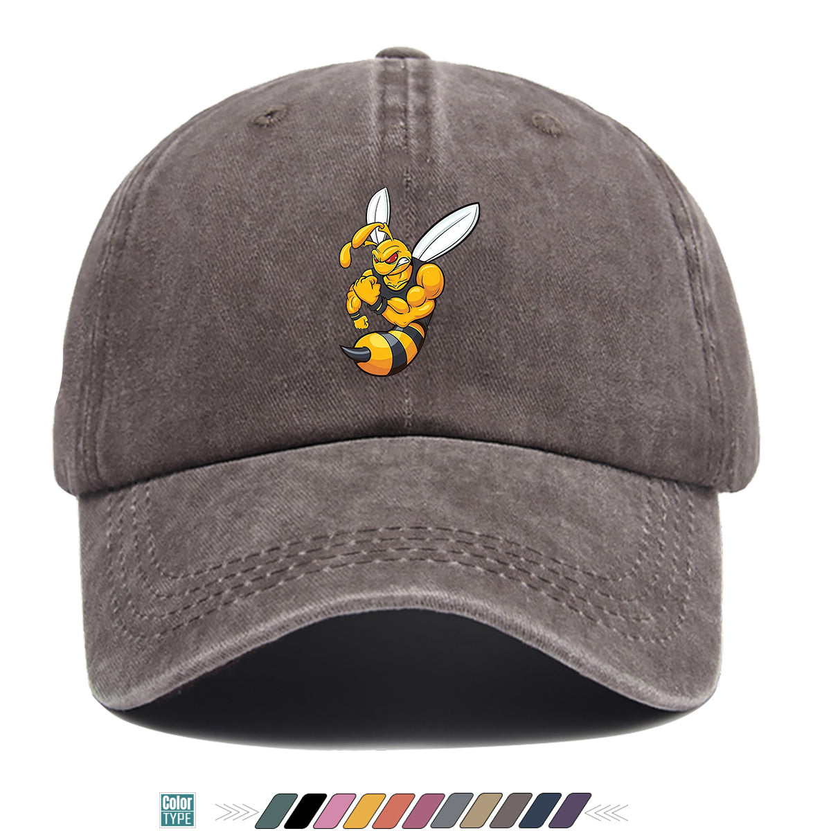 1pc Muscle Bee Cartoon Print Baseball Cap, Trendy Individual Sun Hat, Fashionable Street Hip-Hop Style Unisex Adjustable Duckbill Cap, Essential for Outings, Outdoor Camping Sun Hat, Sports Fitness Trendy Hat, Bestie Couple Matching Hat