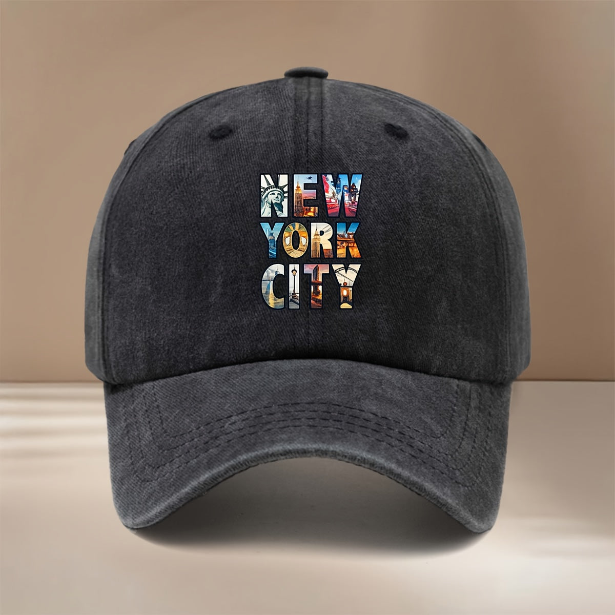 NEW YORK CITY Letter Cityscape Pattern Baseball Cap with Textured Comfort Hip-Hop Hat Unisex Curved Cap for Friends' Gatherings Camping Matching Lightweight Easy Duckbill Cap Individual Style Six-Panel Cap Casual Hat Trendy Fashion All-Season Adjust