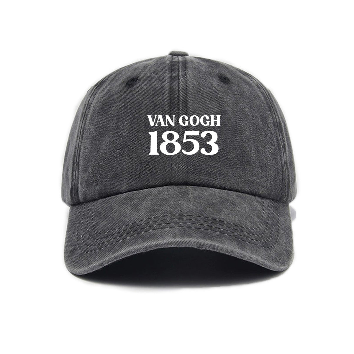 1 Washed Distressed Print Baseball Cap for Adults, Simple Letter 1853 Print Washed Distressed Soft Top Baseball Cap for Men and Women, Versatile Outdoor Sun Baseball Cap
