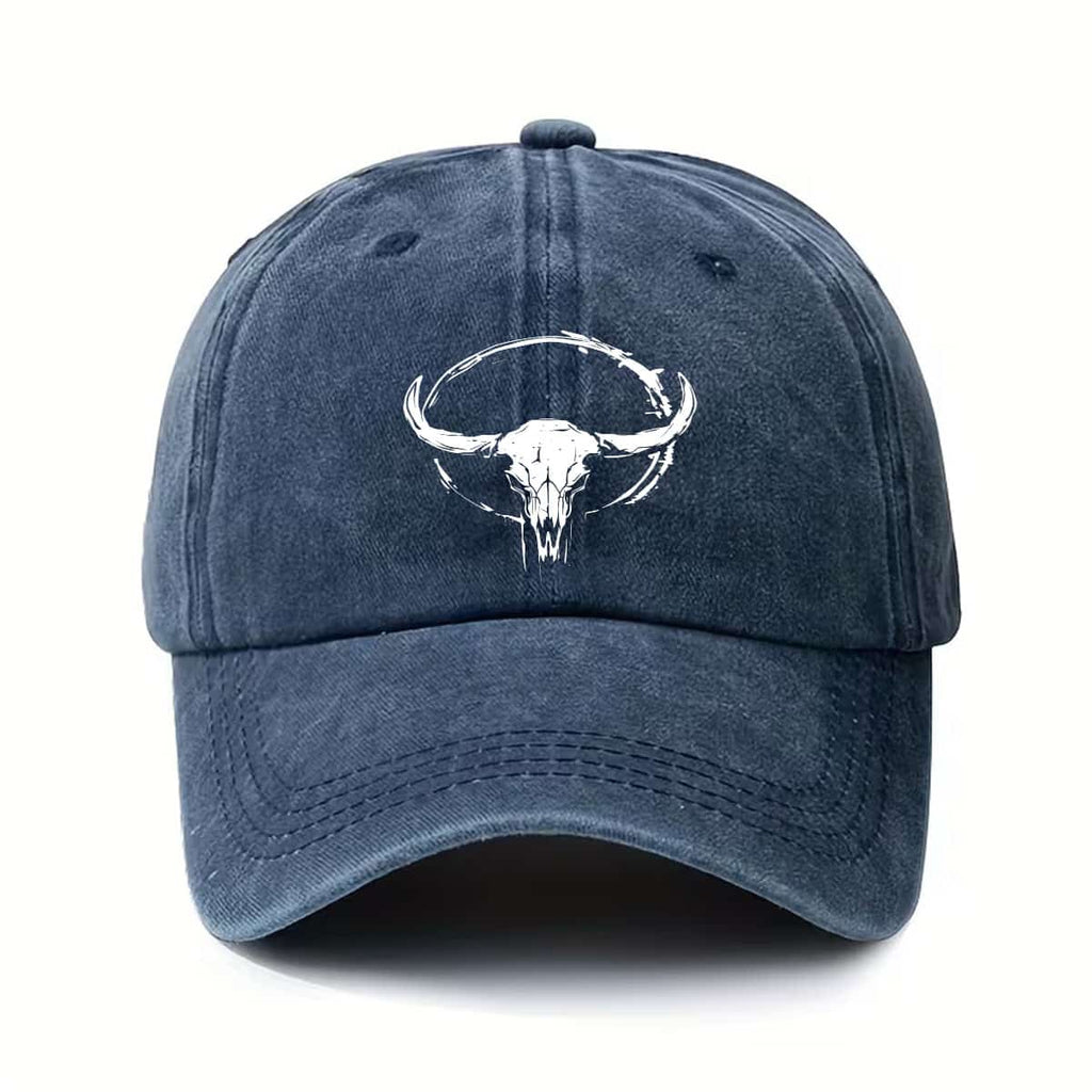 Cow Head Print Baseball Cap, Unisex Vintage Washed Grunge Style, Adjustable Cow Head Pattern, Suitable for Outdoor Leisure, Great for Gifting, Cow Head Design